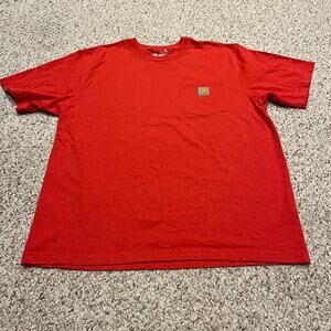 Carhartt Men's Short Sleeve Tee Sz L Loose Fit Red Cotton Workwear